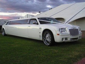 Image of a 10 passenger Chrysler 300 Limo Surprise gift wrap in CT