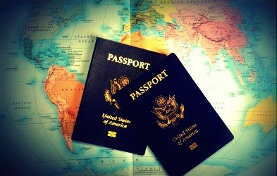 Passport-on-map-image